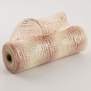 Burlap Deco Mesh Cotton & Metallic Rose Gold Ombré 10" x‎ 10 Yards